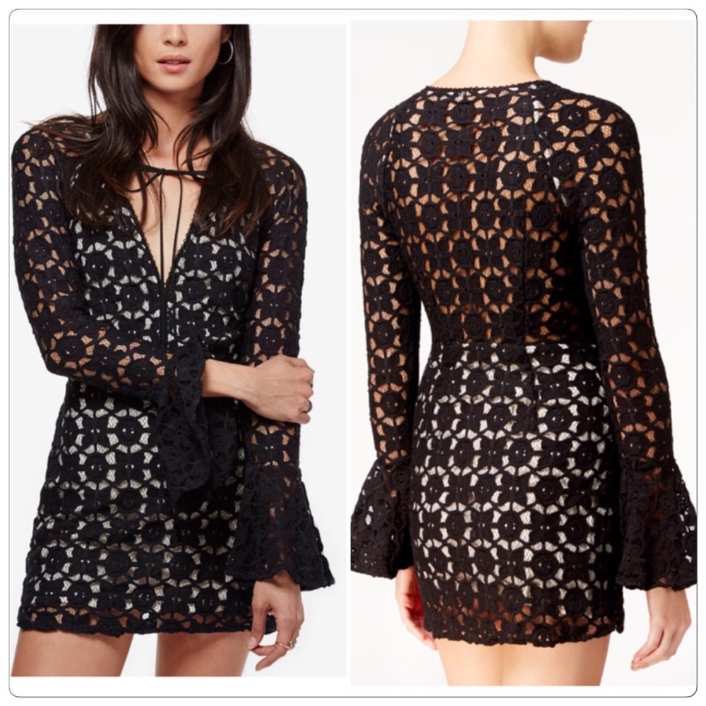 - 🎉 2X HP 🎉Sassy Free People Black Crochet Dress - Picture 3 of 5